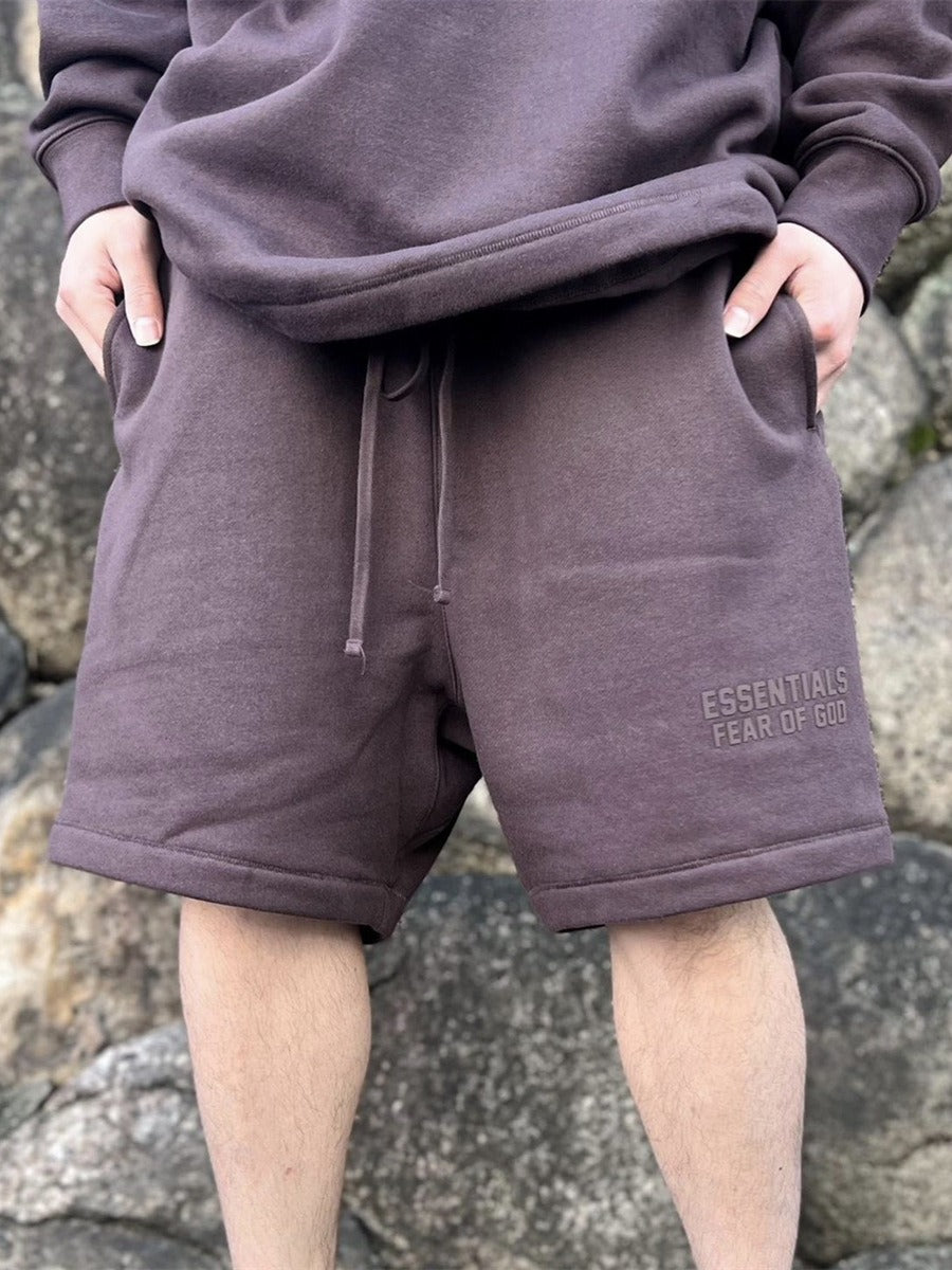 FOG Fear Of God Essentials Double Line Printed Loose Cotton Shorts For Men