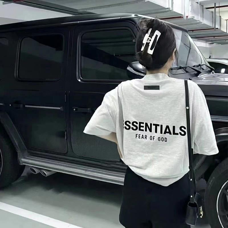 Fear Of God Essentials Season 8 Flocking Print Loose Fit Cotton T Shirt