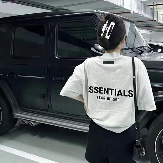 Fear Of God Essentials Season 8 Flocking Print Loose Fit Cotton T Shirt