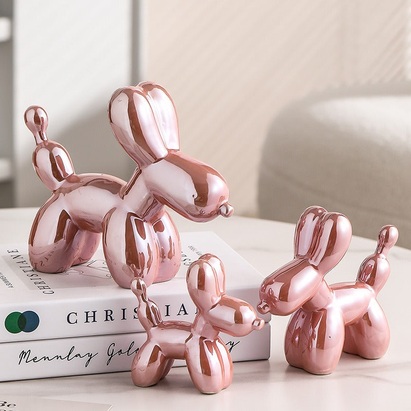 Nordic Light Luxury Porcelain Balloon Dog Figurine Electroplated Decor