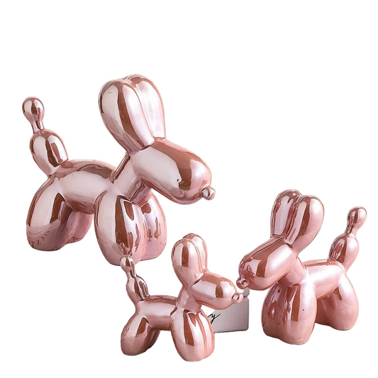 Nordic Light Luxury Porcelain Balloon Dog Figurine Electroplated Decor