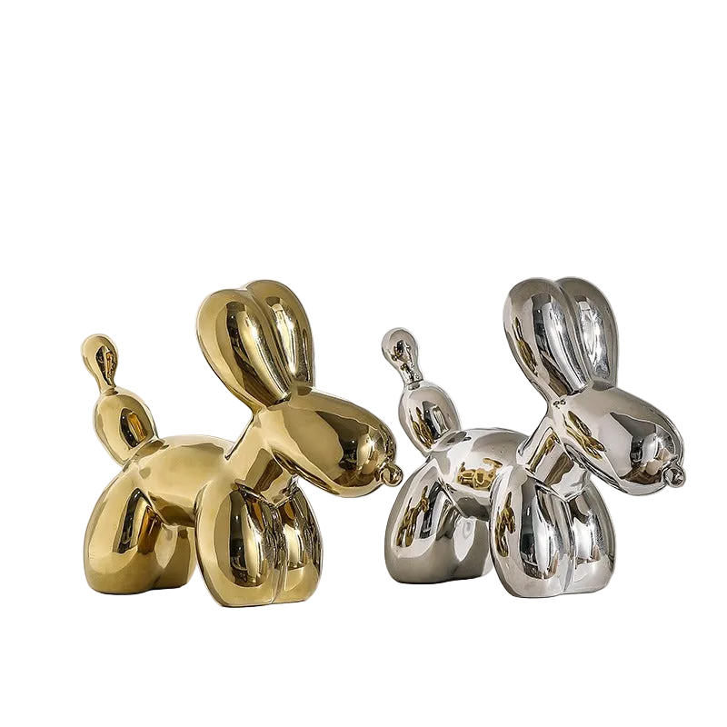 Nordic Light Luxury Porcelain Balloon Dog Figurine Electroplated Decor
