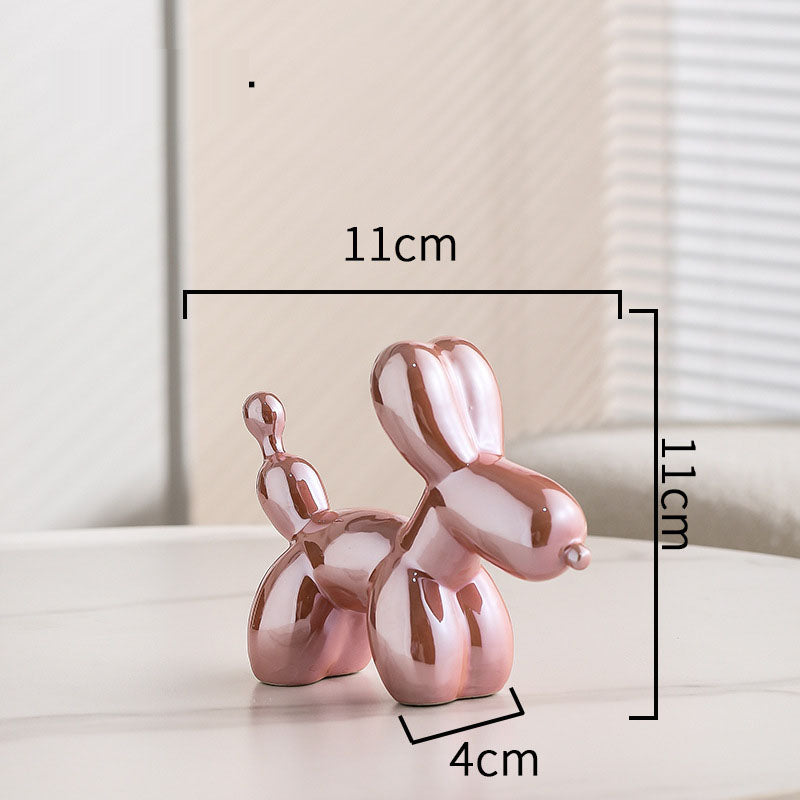 Nordic Light Luxury Porcelain Balloon Dog Figurine Electroplated Decor