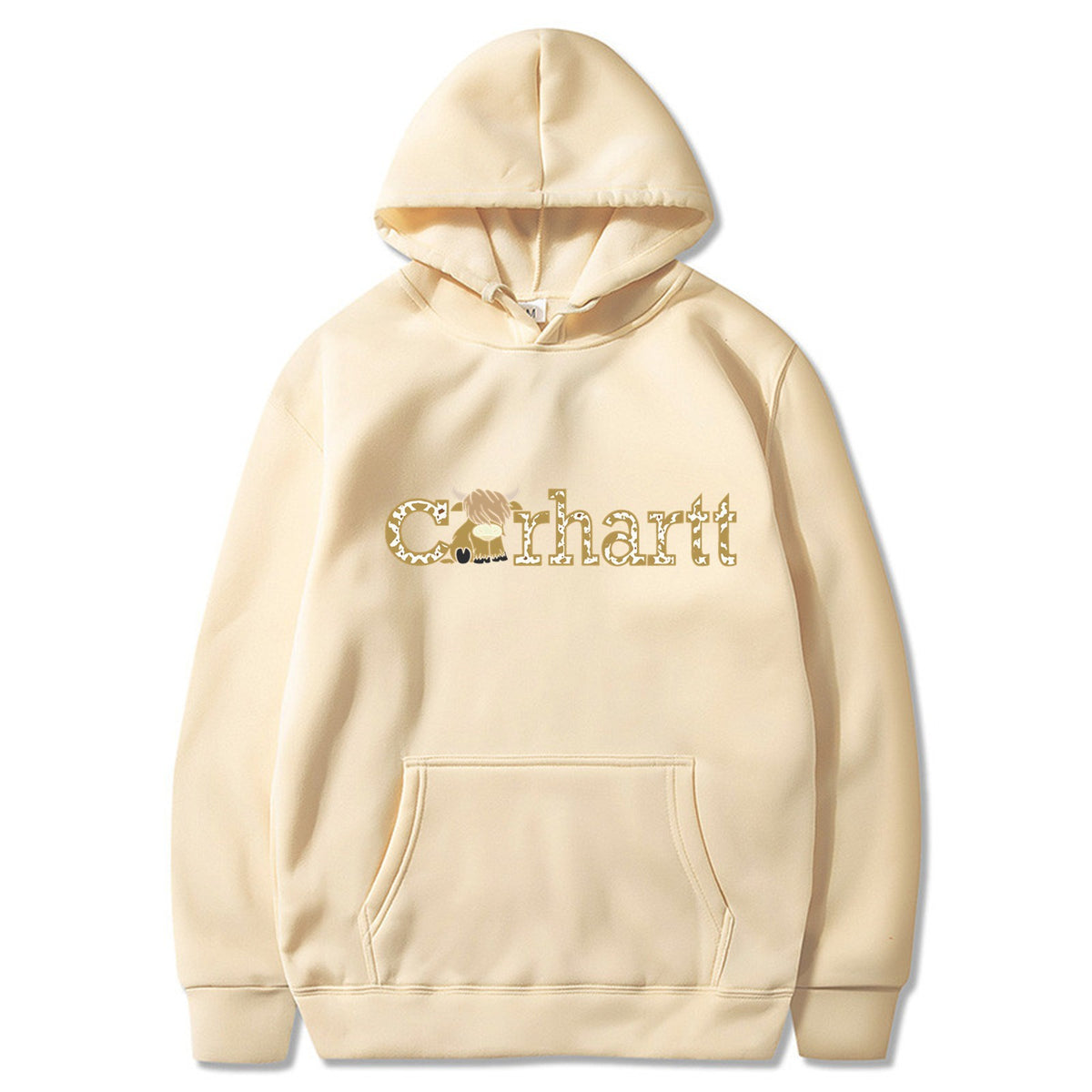 Womens Cow Print Carhartt Graphic Hoodie Long Sleeve Casual Pullover