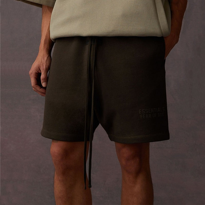 FOG Fear Of God Essentials Double Line Printed Loose Cotton Shorts For Men