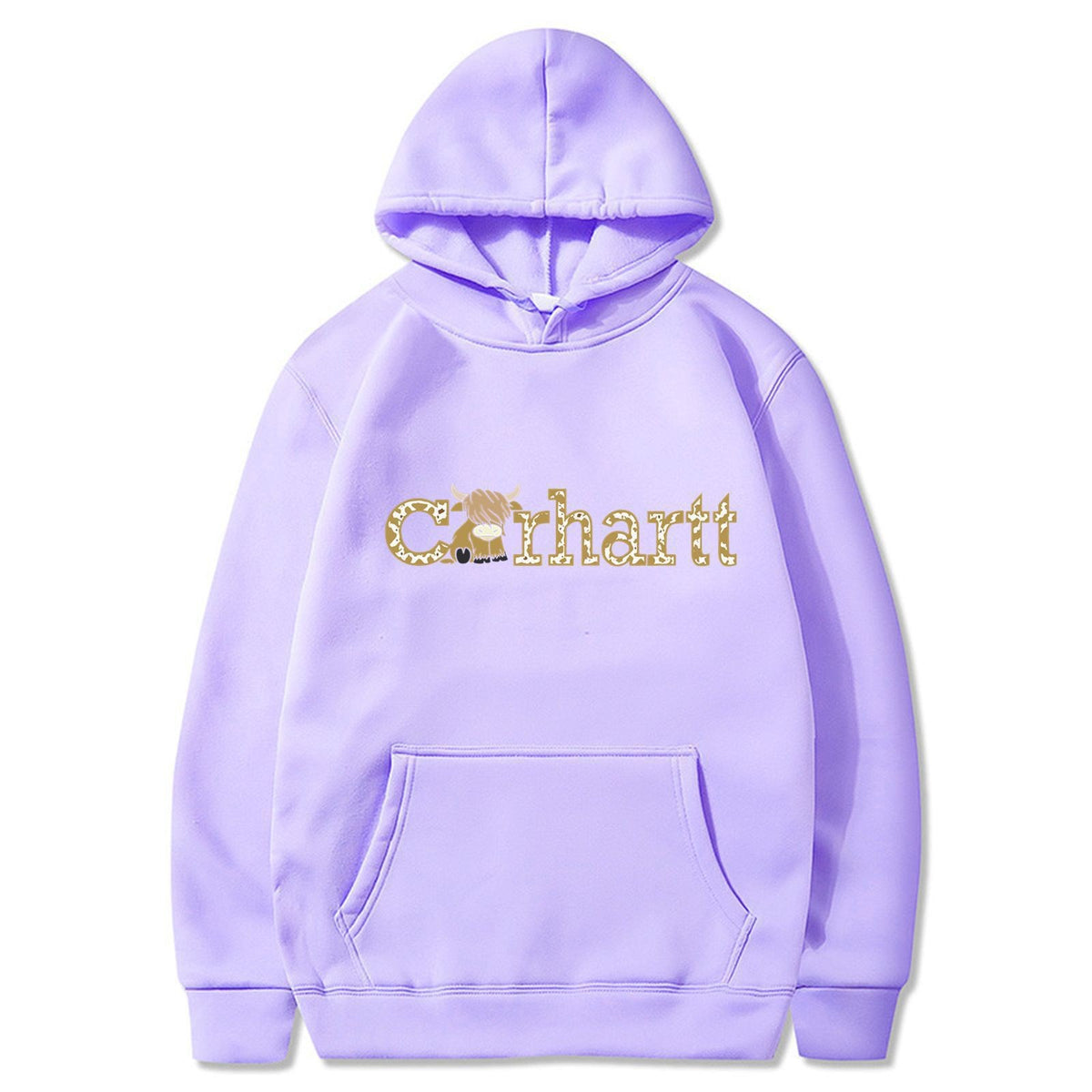 Womens Cow Print Carhartt Graphic Hoodie Long Sleeve Casual Pullover