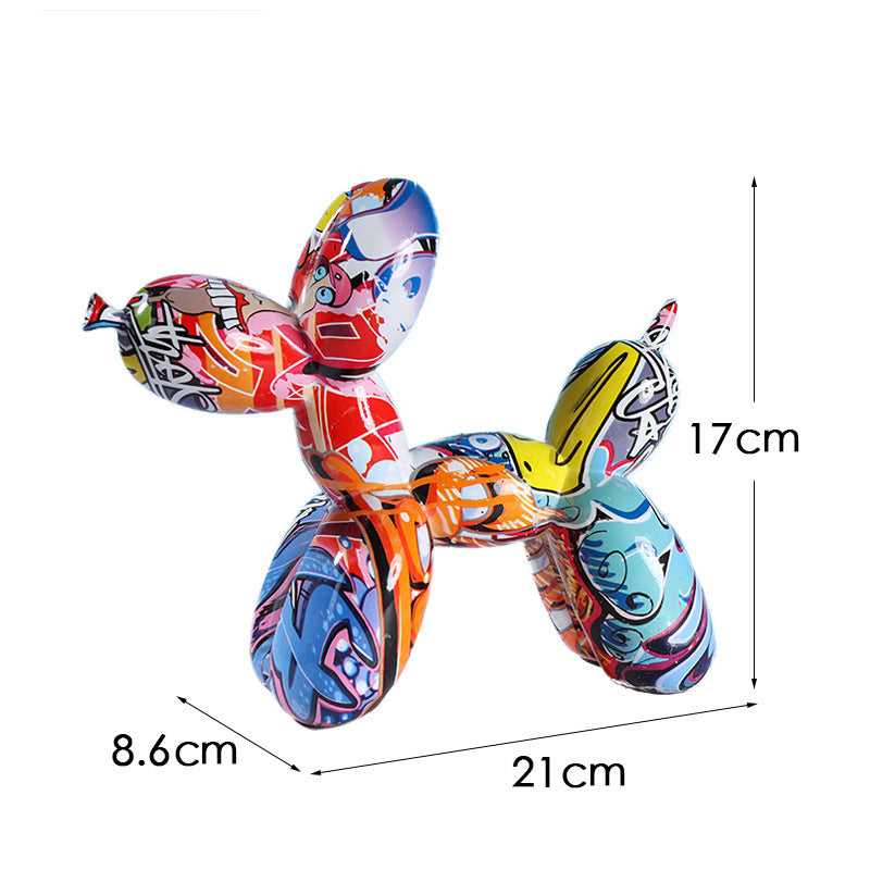 Black And White Plaid Balloon Dog Resin Ornament for Living Room Decor