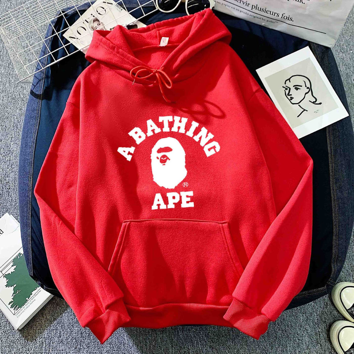 BAPE Letter Print Long Sleeve Hooded Sweatshirt For Unisex Casual Wear