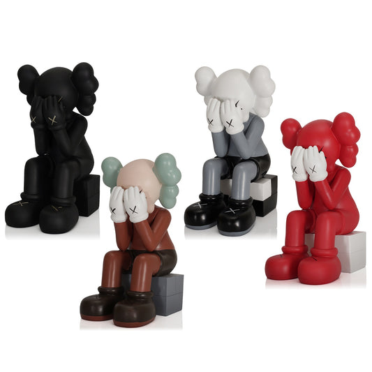Sitting Kaws Style Resin Figure Home Decor Collectible Sculpture