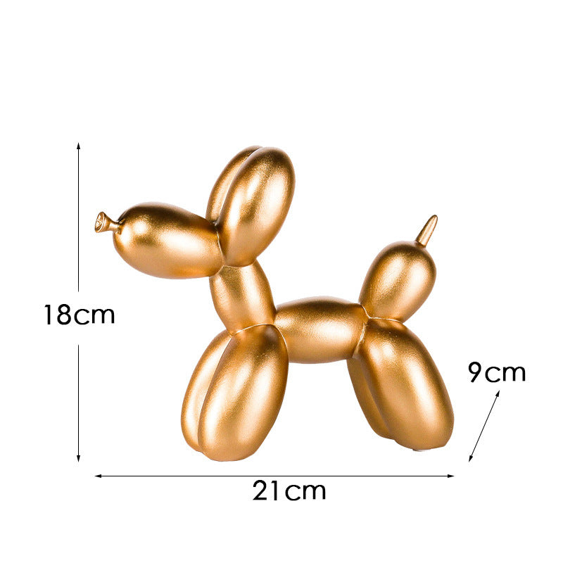 Black And White Plaid Balloon Dog Resin Ornament for Living Room Decor