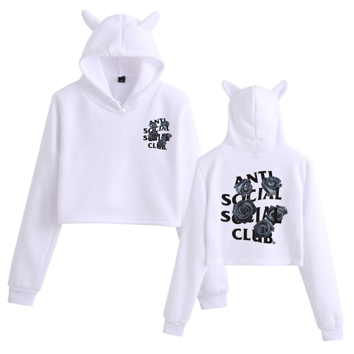 Floral Print Long Sleeve Hooded Crop Top Loose Fit Womens Sweatshirt