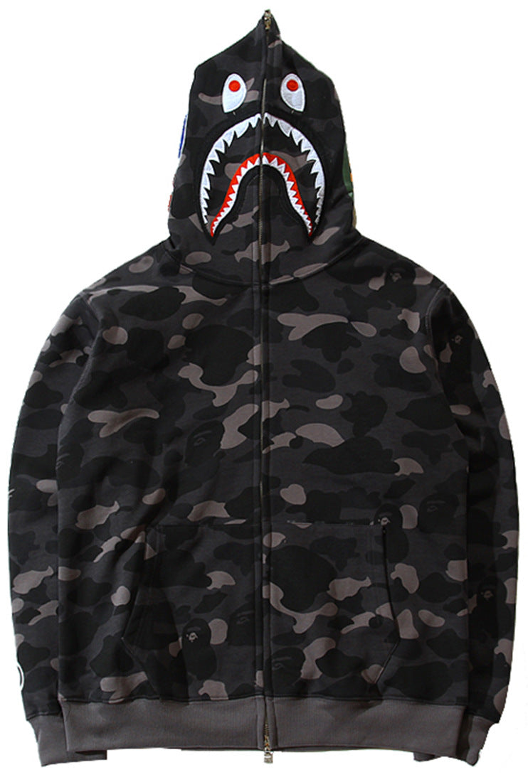 BAPE Shark Head Cotton Sweatshirt Streetwear Casual Pullover Top