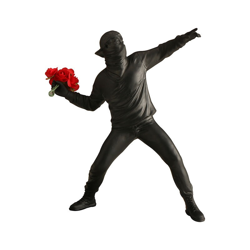 Banksy Flower Thrower Resin Statue Modern Home Art Decoration