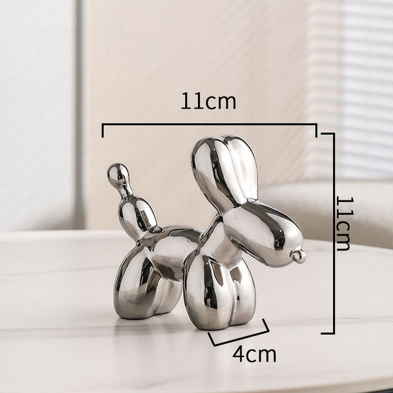 Nordic Light Luxury Porcelain Balloon Dog Figurine Electroplated Decor