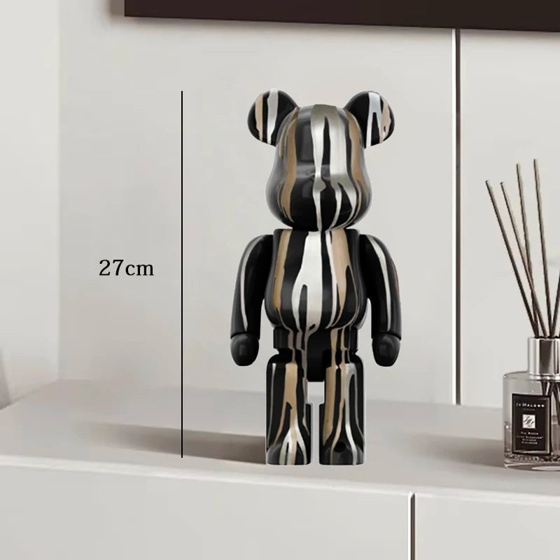27cm Graffiti Bearbrick Resin Bear Statue Desktop Ornament Home Decor