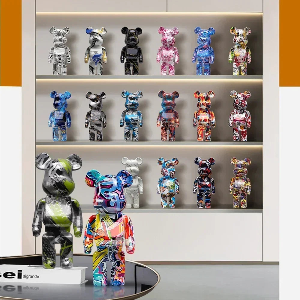 27cm Graffiti Bearbrick Resin Bear Statue Desktop Ornament Home Decor