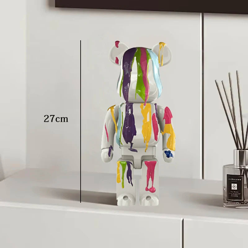 27cm Graffiti Bearbrick Resin Bear Statue Desktop Ornament Home Decor