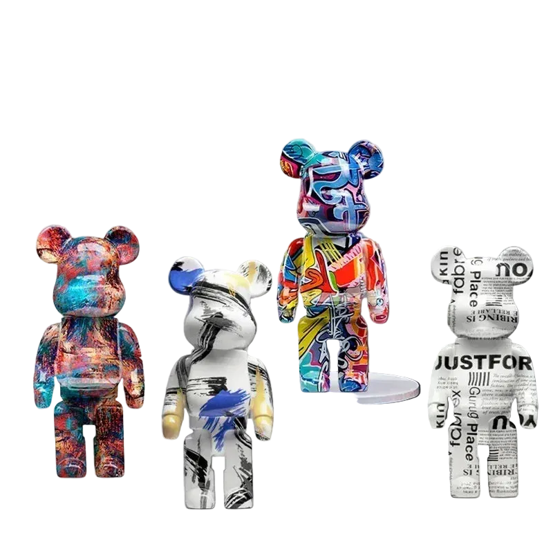 27cm Graffiti Bearbrick Resin Bear Statue Desktop Ornament Home Decor