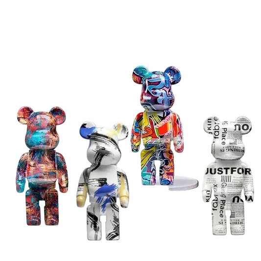 27cm Graffiti Bearbrick Resin Bear Statue Desktop Ornament Home Decor
