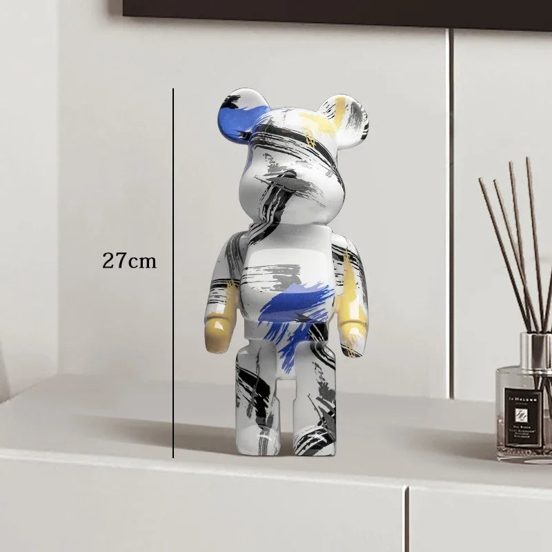 27cm Graffiti Bearbrick Resin Bear Statue Desktop Ornament Home Decor