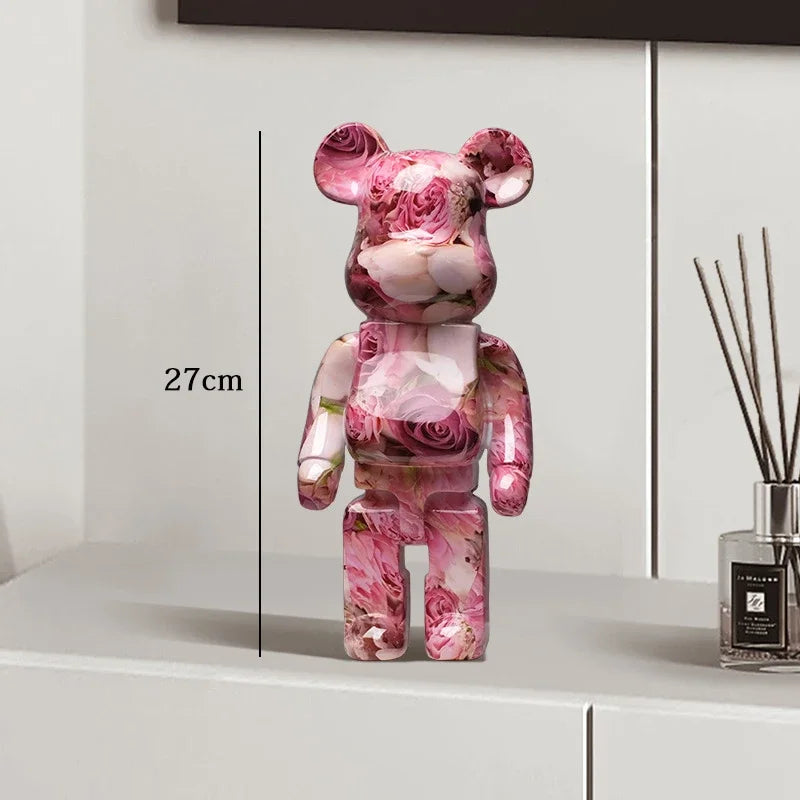 27cm Graffiti Bearbrick Resin Bear Statue Desktop Ornament Home Decor