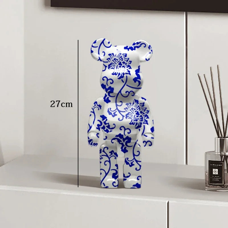 27cm Graffiti Bearbrick Resin Bear Statue Desktop Ornament Home Decor