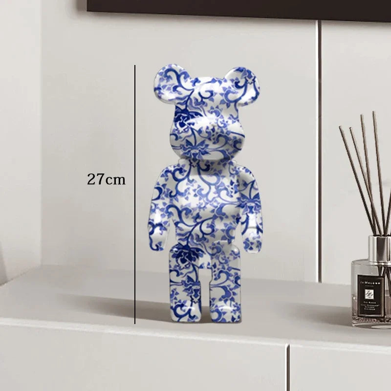27cm Graffiti Bearbrick Resin Bear Statue Desktop Ornament Home Decor