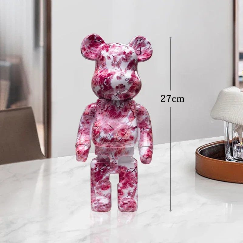 27cm Graffiti Bearbrick Resin Bear Statue Desktop Ornament Home Decor