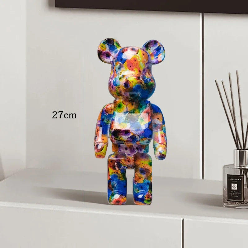 27cm Graffiti Bearbrick Resin Bear Statue Desktop Ornament Home Decor