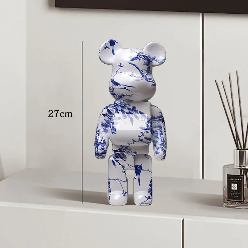 27cm Graffiti Bearbrick Resin Bear Statue Desktop Ornament Home Decor