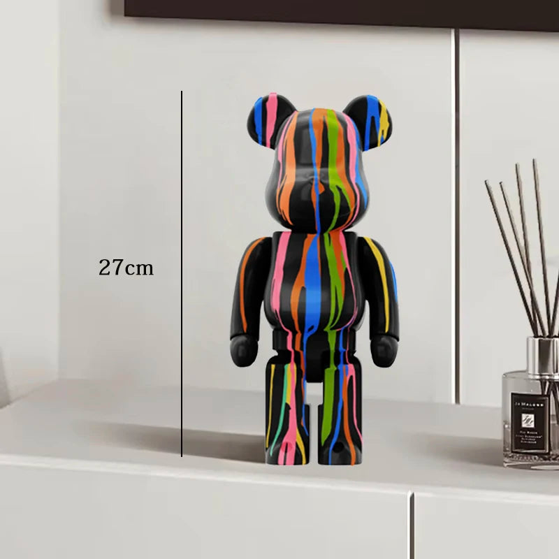 27cm Graffiti Bearbrick Resin Bear Statue Desktop Ornament Home Decor