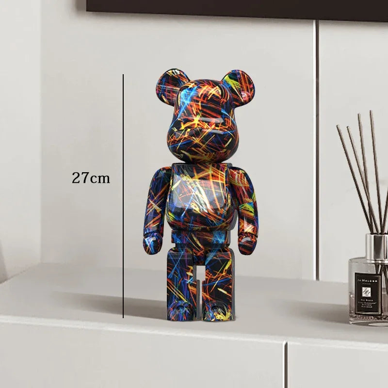 27cm Graffiti Bearbrick Resin Bear Statue Desktop Ornament Home Decor