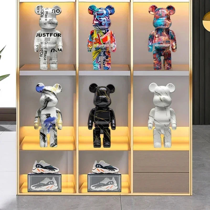 27cm Graffiti Bearbrick Resin Bear Statue Desktop Ornament Home Decor