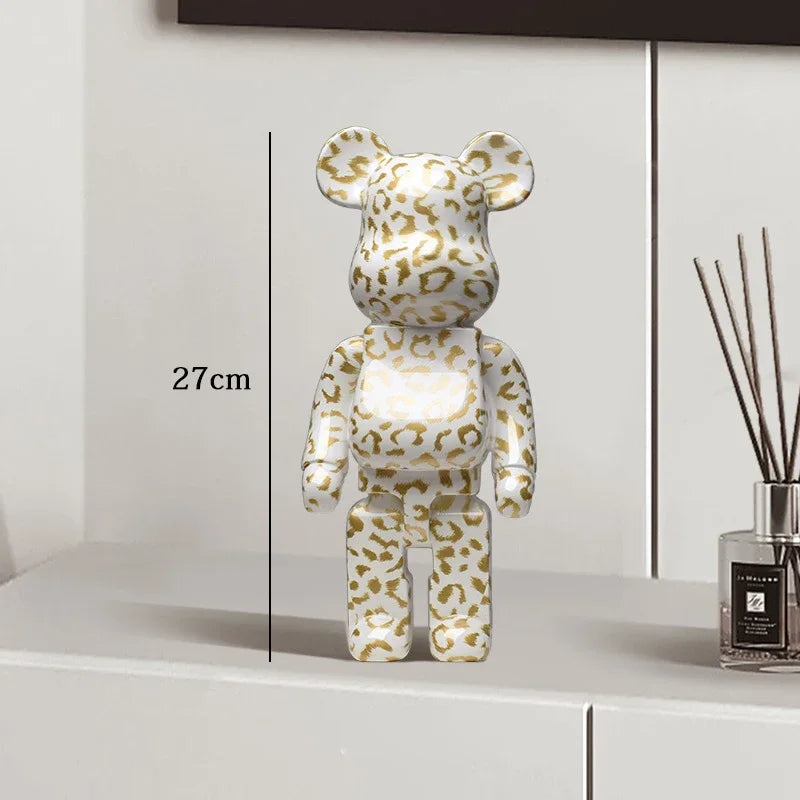 27cm Graffiti Bearbrick Resin Bear Statue Desktop Ornament Home Decor