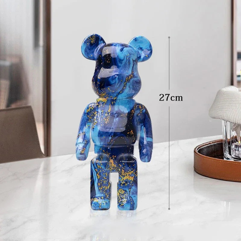 27cm Graffiti Bearbrick Resin Bear Statue Desktop Ornament Home Decor