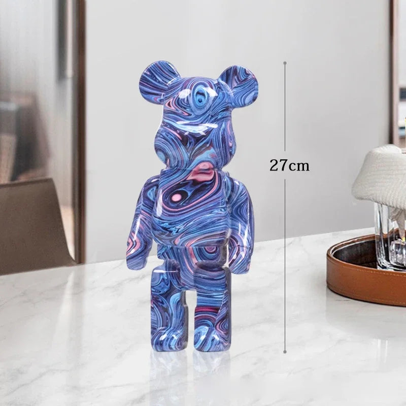 27cm Graffiti Bearbrick Resin Bear Statue Desktop Ornament Home Decor