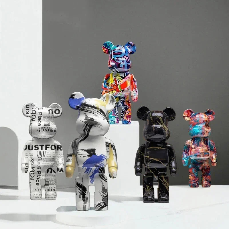 27cm Graffiti Bearbrick Resin Bear Statue Desktop Ornament Home Decor