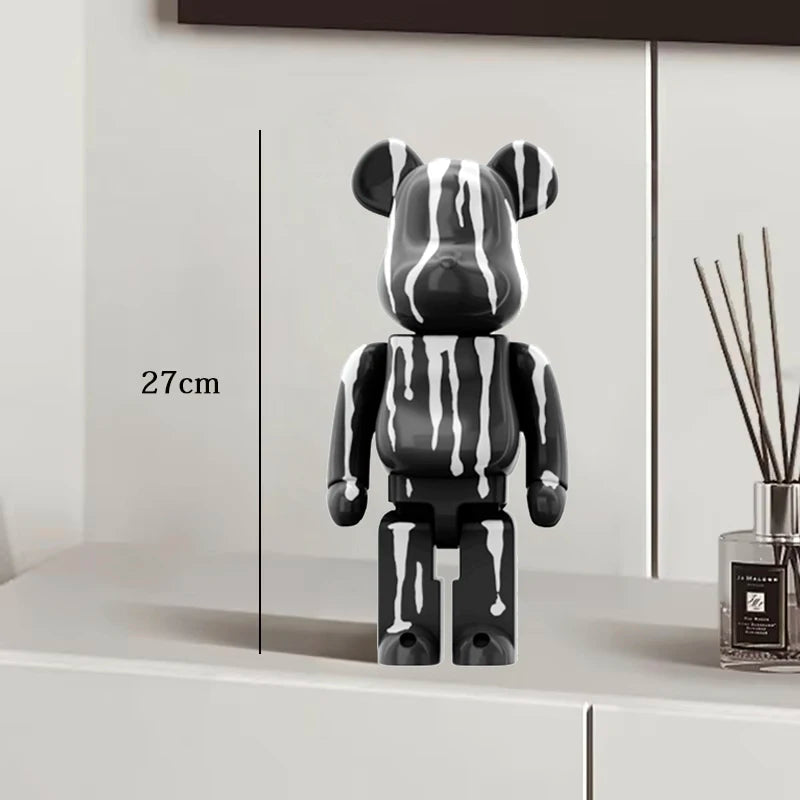 27cm Graffiti Bearbrick Resin Bear Statue Desktop Ornament Home Decor
