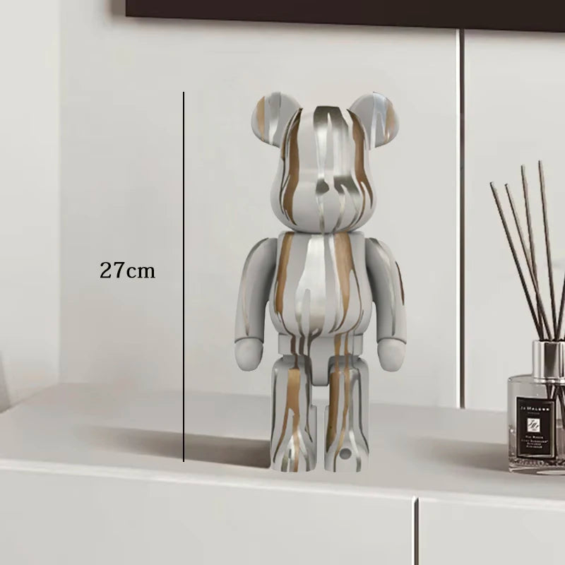 27cm Graffiti Bearbrick Resin Bear Statue Desktop Ornament Home Decor