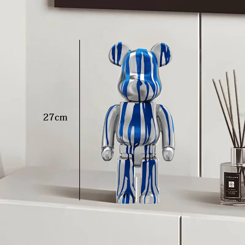 27cm Graffiti Bearbrick Resin Bear Statue Desktop Ornament Home Decor