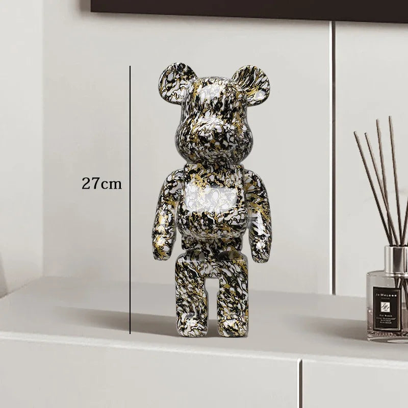 27cm Graffiti Bearbrick Resin Bear Statue Desktop Ornament Home Decor