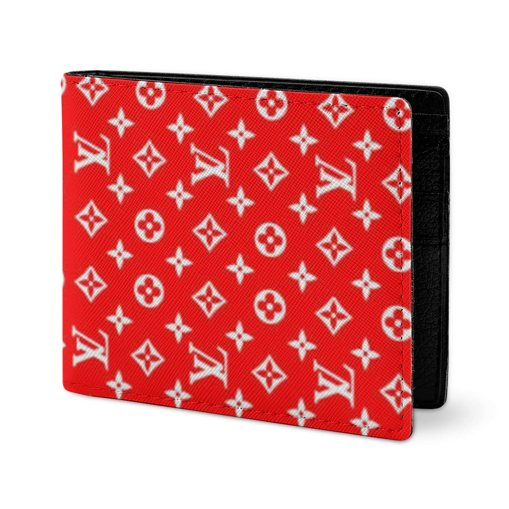 Supreme X LV Full Print Twill Leather Wallet for Men Compact Durable