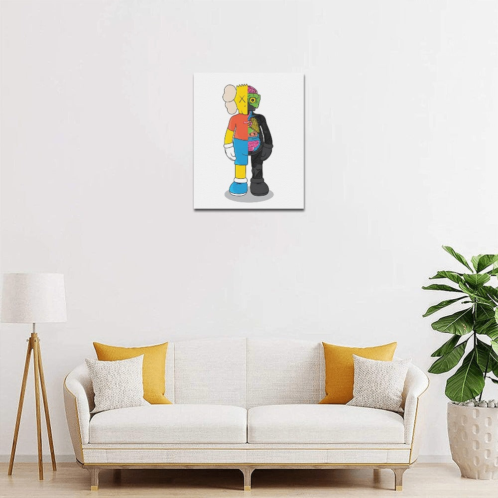 Simpsons KAWS Framed Canvas Wall Art Print 16 By 20 Inch Cotton Artwork