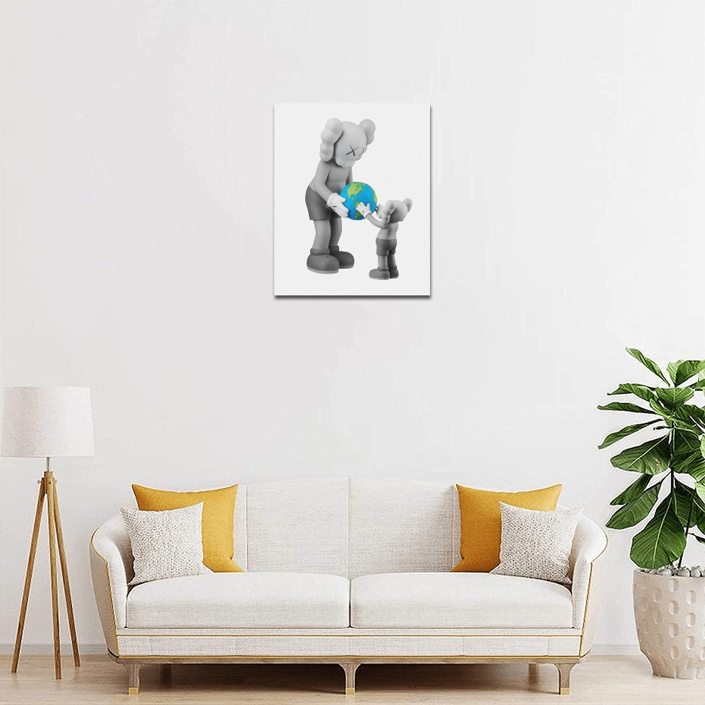 KAWS Framed Canvas Wall Art Print 16 x 20 Inch Cotton Canvas Display – Handmade Wood Frame