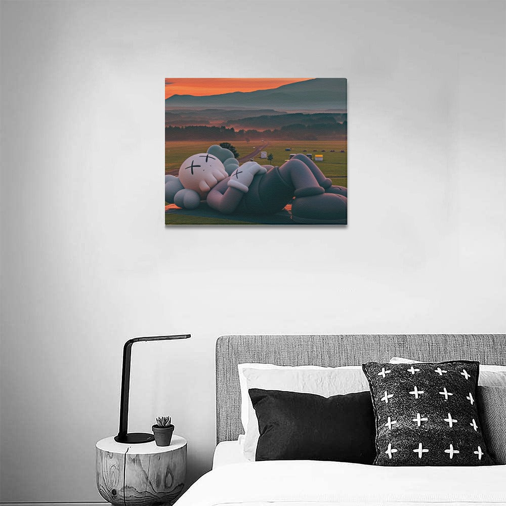 KAWS Open Field Framed Canvas Wall Art Print 20 by 16 Inch