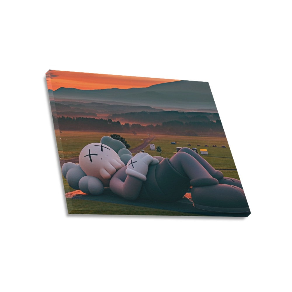 KAWS Open Field Framed Canvas Wall Art Print 20 by 16 Inch