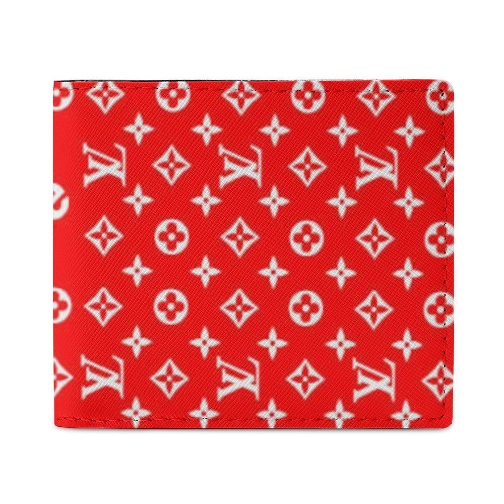 Supreme X LV Full Print Twill Leather Wallet for Men Compact Durable