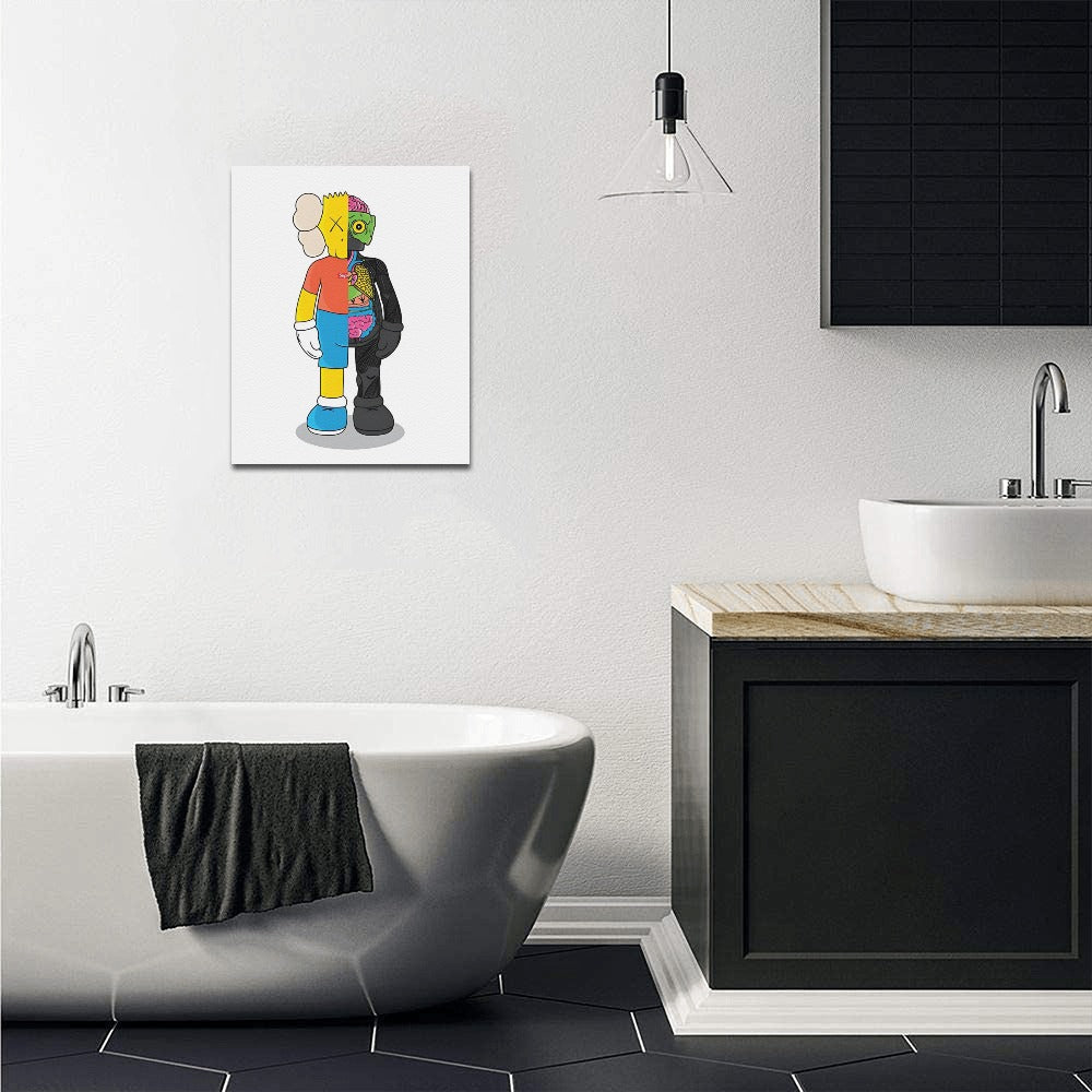 Simpsons KAWS Framed Canvas Wall Art Print 16 By 20 Inch Cotton Artwork